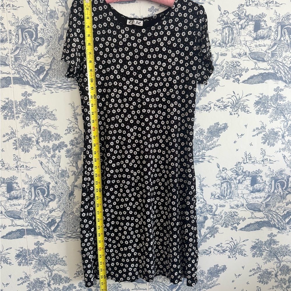 Floral Black and White Dress